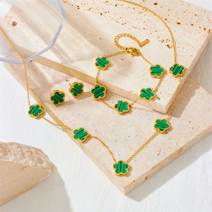 Wholesale Five-leaf Clover <b>Gift</b> Jewelry <b>Set</b> <b>Cheap</b> 18k Gold Plated Bridal Custom Designer Brand Fine Jewelry <b>Set</b> for Women - Product Image 1