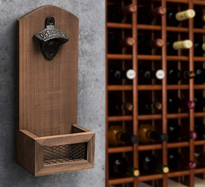 Apribottiglie <span class=keywords><strong>a</strong></span> parete in <span class=keywords><strong>legno</strong></span> con tappo Catcher stile Vintage regali per gli uomini amanti della birra Gadget da cucina - Product Image 3