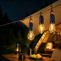 Nouvelle lampe solaire de camping transfrontalière à LED avec filament de tungstène, lampe de tente, ampoule d'urgence, éclairage extérieur IP65