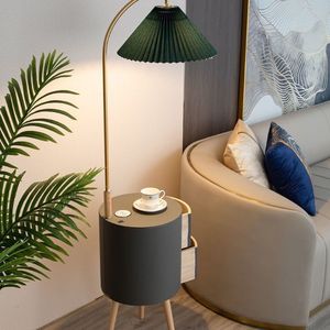 Lámpara de Pie Moderna Minimalista con Mesa Auxiliar, Pantalla de Papel Blanco, Base de Metal, Altura Ajustable, Luz Cálida, Iluminación LED para Sala de Estar - Product Image 6