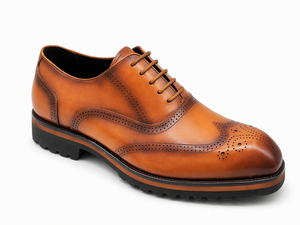 Chaussures habillées brogue derby en cuir véritable marron pour hommes, à lacets, bout rond, semelle souple anti-odeur en caoutchouc, pour le bureau, les affaires, les mariages - Product Image 3