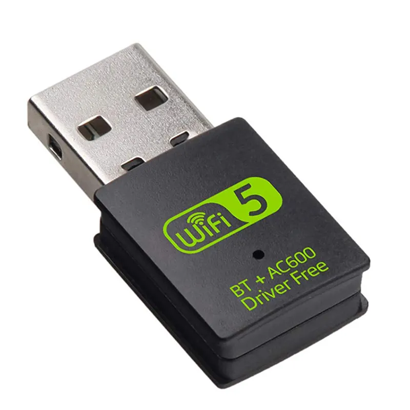 Adaptador USB inalámbrico 2 en 1, Bluetooth 600Mbps, receptor de adaptador WiFi USB 2,4G, transmisor de tarjeta de red Bluetooth V5.0