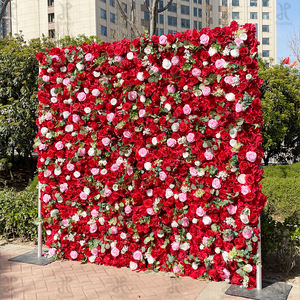 Promesa Fondo DE BODA Decoración Alta calidad Rosa roja Enrollar Pared de flores artificiales - Product Image 2