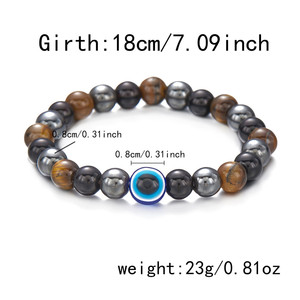 Bracelet en perles noires œil du diable pour hommes et femmes, bracelet porte-bonheur à 8 perles, accessoires de bijoux quotidiens - Product Image 5