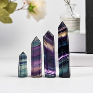 Torre de Cristal Natural al por Mayor, Punta de Cristal, Punta de Fluorita Arcoíris, Obelisco, Punta de Piedra Preciosa Suelta para Manualidades y Decoración del Hogar - Product Image 1