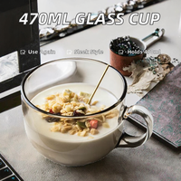 Tasse à eau classique en verre borosilicate résistant à la chaleur, design moderne, compatible lave-vaisselle et micro-ondes, grande capacité, pour café et lait