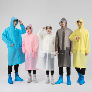 Transparent Long <strong>Rubber</strong> <strong>Raincoat</strong> Waterproof Thicken EVA Rain Jacket for <strong>Women</strong> Men with Hood - Product Image 2