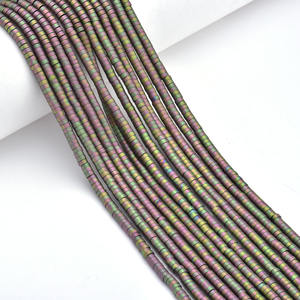 Cuentas de hematita de piedra natural planas circulares y espaciadas sueltas galvanizadas para la producción de joyas - Product Image 2