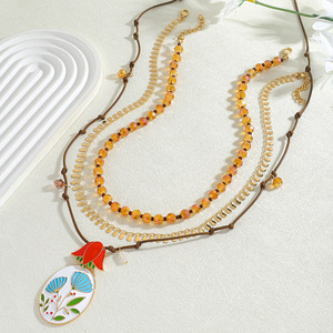 Collar <span class=keywords><strong>ZAA</strong></span> Lindo y Romántico de Acero Inoxidable Chapado en Oro de 18K con Colgante de Cereza Esmaltada con Efecto Goteo de Aceite - Product Image 3