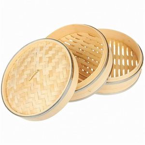 Momo Prépare la Vaporiera en bambou 28 cm, ensemble pour cuisson à la vapeur chinoise, pour le petit-déjeuner, avec tiroir - Product Image 4