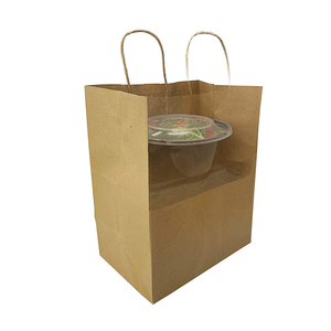 blanco de fondo cuadrado de comida rápida de embalaje de <span class=keywords><strong>mango</strong></span> retorcido kraft pizza sacar bolsas de papel para alimentos - Product Image 2