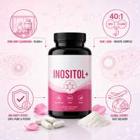 Capsules de D-Chiro-Inositol à Marque Blanche, Vitamines à l'Acide Folique pour Femmes, Adultes et Personnes Âgées - Soutien Énergétique, Mémoire et Sommeil (Ne convient pas aux nouveau-nés)