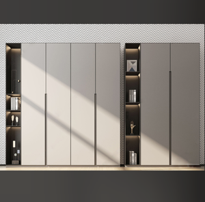 Moderna luce blu <span class=keywords><strong>cabina</strong></span> <span class=keywords><strong>armadio</strong></span> aperta appesa scarpiera a destra vanità con pavimento grigio a spina di pesce - Product Image 3