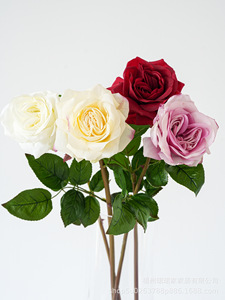 H-665 phong cách mới bất động cảm ứng Latex Faux Trắng hồng đỏ <span class=keywords><strong>David</strong></span> Austin Rose Flower cho Wedding party trang trí - Product Image 3