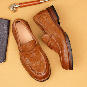 Chaussures de mariage pour hommes en cuir véritable à bout rond, antidérapantes, avec semelle extérieure en caoutchouc, pour toutes les saisons, vente en gros - Product Image 5