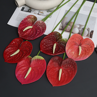 Bunga Anthurium Sutra Buatan Real Touch - Tahan UV Ramah Lingkungan Dekorasi Buatan Tangan untuk Pernikahan Paskah Natal