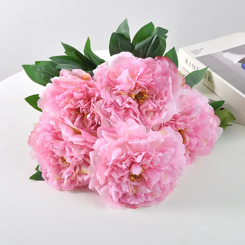 Fake Faux Silk Peonies Bunch Bridal Bouquet Wedding Flower Artificial For Home Garden Decoration