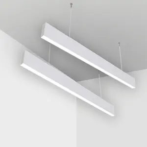 Lustre de iluminação linear LED suspenso embutido, luz linear para escritório, 50W, 60W, 24W, 40W, conexão perfeita