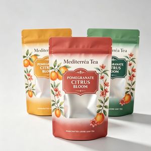 Food Grade BPA Free Matte Finish <b>Zip</b> <b>Lock</b> Resealable Clear Window Gusseted Side Stand Up Pouch For Green Tea Leaf Packaging <b>Bag</b> - Product Image 2