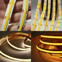 Doble blanco CCT COB 5M 24V Color blanco sintonizable 2700K ~ 6500K CCT COB tira de luz LED para debajo del Gabinete dormitorio Cocina