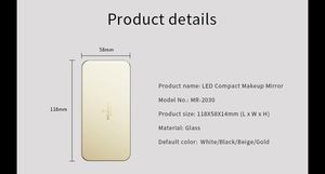 Espejo de Maquillaje LED con Interruptor Táctil, 3 Colores de Iluminación, Portátil, de Doble Cara, para Viajes - Product Image 6