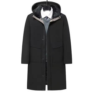 Manteau d'hiver décontracté pour homme, coupe <span class=keywords><strong>longue</strong></span>, avec fermeture éclair, grande taille, épais, avec logo décoratif, et <span class=keywords><strong>capuche</strong></span> - Product Image 2