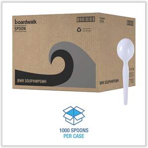 Cuchara para Sopa de Poliestireno Resistente Boardwalk, Cubiertos Desechables Blancos, 1000 Unidades por Caja - Product Image 4