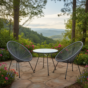 Conjunto de Muebles de Patio Acapulco Gris para Todo Clima con 2 Sillas y Mesa con Tapa de Vidrio para Uso en Exteriores - Product Image 2