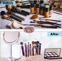 Support de rangement pour pinceaux de maquillage en acrylique transparent, anti-poussière et anti-rayures, avec grande capacité, boîte de rangement à 3 emplacements