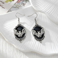 Boucles d'oreilles pendantes chauve-souris gothiques d'Halloween, boucles d'oreilles en alliage émaillé, boucles d'oreilles pendantes chauve-souris ovales vintage pour les boutiques de détail
