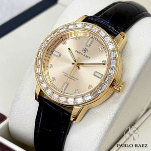 Reloj de Pulsera de Cuarzo con Correa de Cuero para Mujer, Logotipo Personalizado, Luminoso, Resistente al Agua, Esfera de Cristal, Aleación - Product Image 4