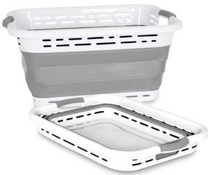 Plastic Foldable Storage Clothes Bathroom Washing Basket Large Laundry Hamper