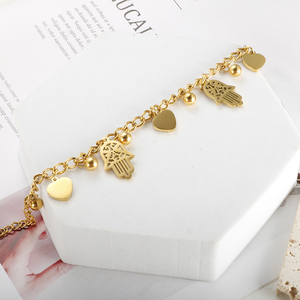 Bracelet de Noël au design nouveau, en acier inoxydable doré, avec un pendentif cœur mignon, cadeau d'anniversaire, <span class=keywords><strong>prix</strong></span> de gros - Product Image 2