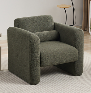 Sillón Moderno con Tapicería de Tela Sherpa, Cómodo Sillón de Lectura con Respaldo Acolchado, para Sala de Estar, Oficina en Casa, Dormitorio - Product Image 2