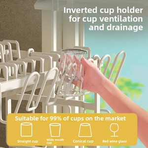 Escurridor de cocina metálico multifuncional con soporte para platos, tazas y cubiertos, y escurremante automático para palillos y utensilios de corte. - Product Image 3