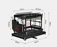 Étagère en métal à 2 niveaux, égouttoir, type sur pied, organisateur de rangement de cuisine pour bols et plats