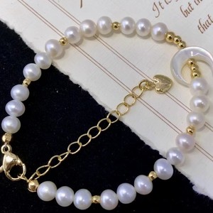 Mancuernillas y Clips de Corbata de Oro de 14K con Inyección de Perlas de Agua Dulce Versátiles de 4-5 mm con Elegante Tentación de Lujo - Product Image 1