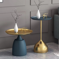 Moderne runde goldene hohe Luxus Gold blau schwarz Ende elegante Metall Seite Design Tische Couch tisch für Wohnzimmer