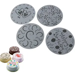 Modello Stencil in polvere di cioccolato acrilico rotondo stampini per torte acrilici personalizzati Stencil per decorazioni per torte