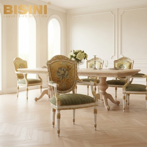 <span class=keywords><strong>Fauteuil</strong></span> de salle à manger opulento de style Château Français, en bois blanc doré, avec revêtement artisanal en velours vert <span class=keywords><strong>sauge</strong></span>, pour les maisons exigeantes - Product Image 1