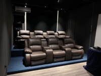Sofá Reclinable de Cuero Rojo Genuino de Alta Gama, 4 Plazas, con Reposacabezas Eléctrico y Masaje, para Cine en Casa