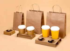 Spot Paper <strong>Bag</strong> Wholesale <strong>Pizza</strong> Coffee Delivery Retail Shopping Twisted Handle Craft Kraft Paper Blank Kraft Paper <strong>Bag</strong> - Product Image 5