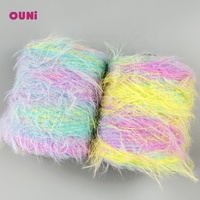 Mischfarbenes Nylonmaterial 8 cm Flauschiges Langhaar-Nerzgarn für DIY-Pullover Strickmaschine Weberei Space-Dye Imitationsfellgarn