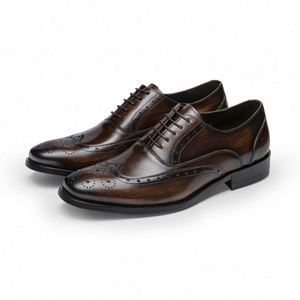 Zapatos de Vestir Formales y Casuales para Hombre, Nuevo Modelo, con Parches, Cierre de Cordones, para Primavera/Verano, Construcción en Cuero, Antideslizantes - Product Image 5