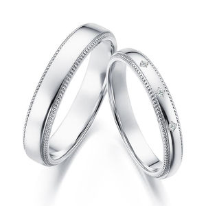 AU750 18K 18K bianco/giallo/rosa oro massiccio coppia di nozze Set anello - Product Image 5