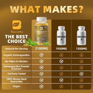 OEM 120 adet yüksek potens dengesi şeker ruh hali sağlıklı ashashandha kapsül 2100mg ekstra gücü - Product Image 6