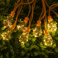 Ampoule de corde de chanvre solaire extérieure IP65 avec fil de cuivre LED guirlande lumineuse suspendue jardin décoratif fête guirlande lumineuse Vintage