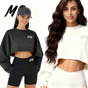 Felpa Pullover OEM all'Ingrosso a Tinta Unita Girocollo Corta con Ricamo Personalizzato per Donna - Product Image 3