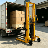 Chariot élévateur manuel 1 tonne en nylon et PU, chariot transpalette hydraulique avec hauteur de levage de 1,6 m, transpalette manuel à larges ouvertures pour entrepôt