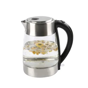 1.7L Bollitore Elettrico In Vetro Tea Pot Riscaldatore di Acqua Veloce Bollente In Acciaio Inox Finitura